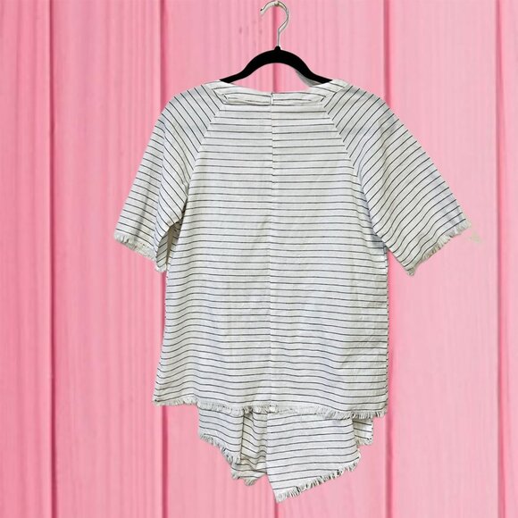 SABO Striped Short Romper Shirt & Short Ripped Hem One Piece Jumpsuit Summer - Picture 3 of 11